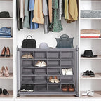 STORAGE MANIAC Stackable Shoe Cubby Organizer, Free Standing Shoe Cube Rack for Entryway, Bedroom, Apartment, Closet, 20-Cube Gray - Image 2