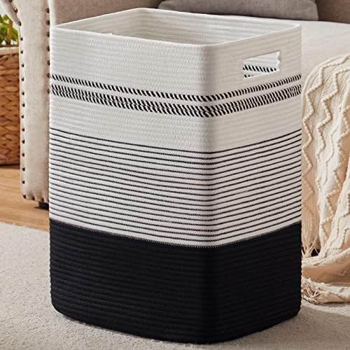 80L Large Cotton Rope Laundry Basket for Bedroom & Laundry Room, Tall Clothes Hamper with Sturdy Handles, Neutral Storage Bin Capable of Holding Blankets and Toys by SIXDOVE