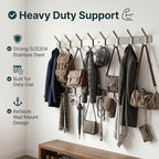 Coat Rack Wall Mount – Brushed Nickel 24 Inch Stainless Steel Hook Rail with 8 Heavy Duty Double Coat Hooks – Wall Mounted Coat Hanger for Entryway, Bathroom, Bedroom, Towel, Hat Organizer - Image 5