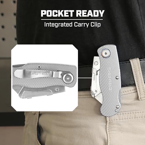 Sheffield Lock Back Utility Knife 3 Pack with 10 Utility Knife Blades - Image 6