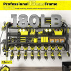 KAFAHOM Power Tool Organizer with Charging Station.Garage 8 Drill Holder Built in 8 Outlets Power Strip,Tool Storage Shelf Wall Mount,Tool Battery Organizer with Screwdriver/Hammer/Air Tool Rack - Image 5