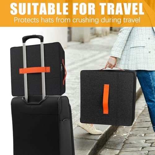 kushon Upgraded Hat Storage Box for Women & Men,Closet Hat Boxes Organizer Bag with Dustproof Lids,Cowboy Hat Box,Hat Carrier Case For Travel - Image 5