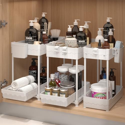 Sevenblue 3-Pack 2-Tier Under Sink Organizers with Sliding Drawers by Sevenblue