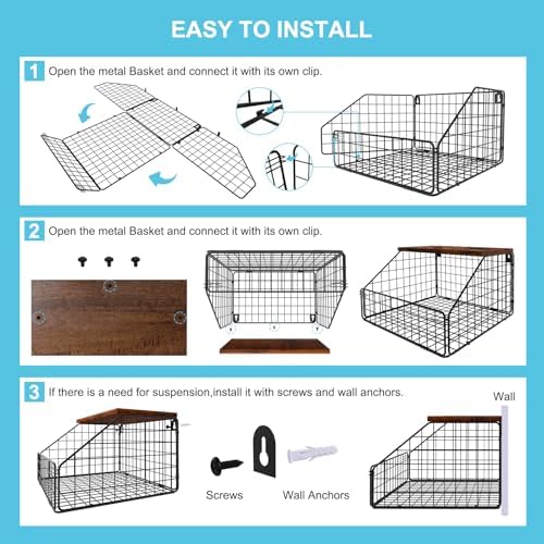 MSJGA Laundry Room Shelves, Wall Mounted Storage Basket, 11.8" Wx12 Dx8.5 H - Image 7