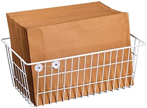 SANNO Freezer Baskets Wire Farmhouse Large Organizer Storage Bins Rack for Storage, Office, Bathroom, Pantry Organization with Handles-Set of 2, 15.7" - Image 7