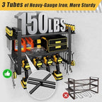 Power Tool Organizer Wall Mount, 150LBS Capacity, 3 Tier, 4 Drill Holders - Image 4