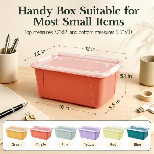 GAMENOTE 6 Qt Storage Bins with Lids, Morandi 6 Pack, Stackable Boxes - Image 6