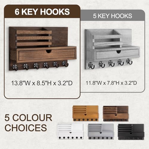 Key Holder Wall Mount, Mail Holder with Storage Drawer - Image 5