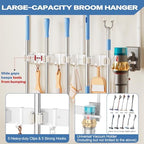 Broom Holder Wall Mount with Cleaning Supplies Organizer, Laundry Room Organization and Storage Shelf with Mop Hanger Rack Gripper Hooks, Utility Shelf Closet Organizer Floating Shelves for Garage - Image 3