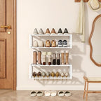 IBUYKE 2 Pack Wall Mounted Shoe Rack, 16"-29” Expandable Hanging Shoe Organizer for 12-16 Pairs, Space Saving Metal Wall Shoe Storage for Entryway Closet, White TXJ001W-2 - Image 2