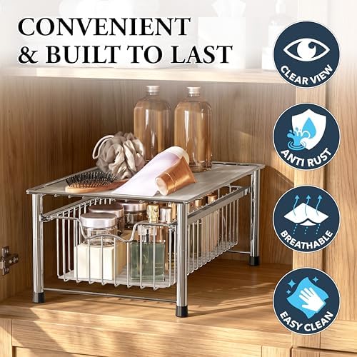 Simple Houseware Stackable Basket Drawer, Chrome - Image 5
