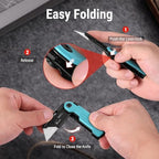 WORKPRO Folding Utility Knife, Quick Change Box Cutter, G10 Handle, Blue - Image 4
