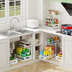 Under Sink Organizer, 2-Pack L-Shaped Metal Pull-Out Drawers for Kitchen - Image 6