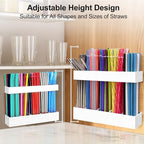 9.5” Large Acrylic Straw Holder for Cabinet Door, Adjustable Two-Part - Image 2
