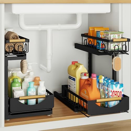 Under Sink Organizer and Storage for Bathroom and Kitchen - 2 Pack 2 Tier by Aekenr