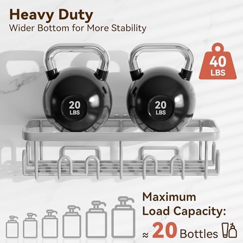 YASONIC Shower Caddy Adhesive, Rustproof Shower Organizer, Wall Shower Rack - Image 4