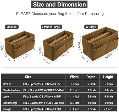 OMYSTYLE Purse Organizer Insert, Felt Tote Bag Organizer Insert with 5 Sizes, Handbag Dividers for Inside Purse, Compatible with Longchamp, Neverful, Speedy and More - Image 2