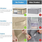 HomeHacks 6-Pack Clothes Organizer Storage Bags, 35L Storage Bins, Beige | Foldable Storage Box Container with Zippers, Clear Window, Reinforced Handles for Closet, Dorm, Pillows, Bedding, Sweater - Image 5