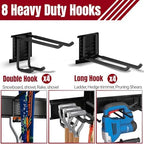 99" Garage Tool Organizer Wall Mount, 28 Pack Heavy Duty Wall Mount Garage Storage Rack Carries1000 lbs, Metal Wall Mount Tool Hanger for Shovels, Rakes, Fits 16" Wall Studs (6 Panels) - Image 7
