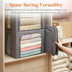 Lifewit 3 Pack Clothes Storage Bins with Metal Frame, Stackable Storage Box - Image 6