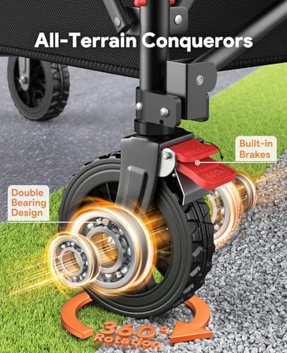 200L Wagons Carts Foldable with Wheels and Brakes for Camping Grocery - Image 5