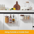 vacane 2 Pack Plastic Over Cabinet Door Organizer with Removable Hooks, Clear Hanging Baskets for Organizing Over the Cabinet Organizer Holder for Kitchen, Bathroom-Hang Outside or Inside Door-M - Image 2