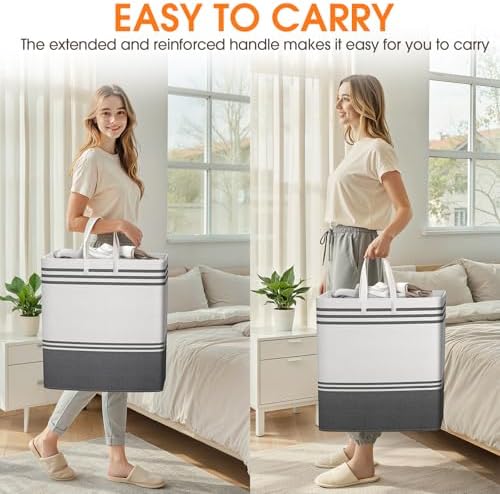 4 Pack Large Laundry Baskets, Laundry Hampers, Freestanding Waterproof Collapsible Clothes Bag with Extended & Reinforced Handles - Clothes Basket for Dorm, Bathroom, Home (100L) - Image 6