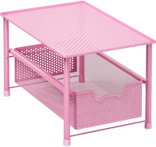 Simple Houseware Stackable Under Sink Sliding Basket Drawer, Pink by SimpleHouseware