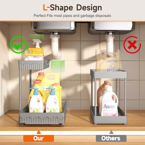 Sevenblue 3-Pack 2-Tier L-Shaped Under Sink Organizers with Sliding Drawers - Image 2