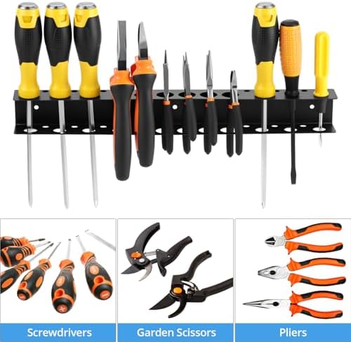 QWORK Screwdriver Pliers Holder Wall Mount, Heavy Duty Wall Mounted Hand Tool Organizer, 15.75 Inch for Garage Workshop - Image 4