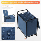 Laundry Sorter 4 Sections 48 Gal, Rolling Laundry Basket with Wheels ＆ Lid - Image 4