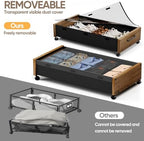 KITHELP Wooden Under Bed Storage with Wheels, Rolling Under the Bed Storage Bins with Removable Lid, Metal Under Bed Drawers for Clothes and Shoes in Bedroom or Living Room(Walnut Brown-2pack) - Image 4