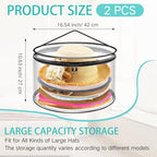 Aliceset 2 Pcs Oversized Clear Hat Boxes Storage Hard Plastic Zipper Case for Women, Holds up to 7 Caps Cowboy Hat Organizer for Closet, Wide Brims Case with Carrying Handles (Black) - Image 2