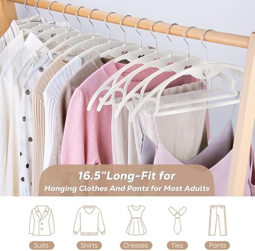 Plastic Hangers White Clothes Hanger 50 Pack | No Shoulder Bumps, 360°Swivel Hook, Thin, Space Saving for Closet, Fit for Suits Pants Heavy Duty Adult Coat Shirt Dress - Image 7