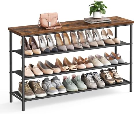 VASAGLE 4-Tier Shoe Rack, 15-18 Pairs, Steel Frame by Unknown