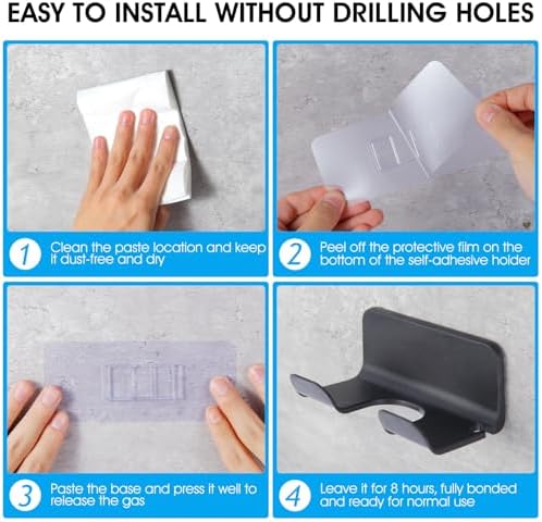 2Pcs Universal Hair Dryer Holder, Blow Dryer Holder with Cord Storage, Hair Dryer Holder Wall Mounted, Bathroom Hair Tool Organizer for Dyson, Stable Easy To Install (Get 2 Styles) - Image 6