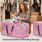 Moving Bags Heavy Duty,Extra Large Moving Bags for Travel/College Packing/Storage/Organization/Seasonal Clothes & Bedding Storage,Moving Supplies Bins,Compatible with Ikea Frakta Cart (Pink,12Pcs) - Image 5