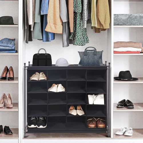STORAGE MANIAC Stackable Shoe Cubby Organizer, Free Standing Shoe Cube Rack for Entryway, Bedroom, Apartment, Closet, 20-Cube Black - Image 2