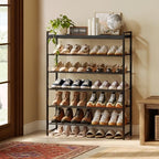 6 Tier Shoe Rack Organizer for 24-30 Pairs, Tall Metal Shoe Storage Shelf with Wood Top, Adjustable Boot Space, Narrow Design for Entryway Closet,Black - Image 2