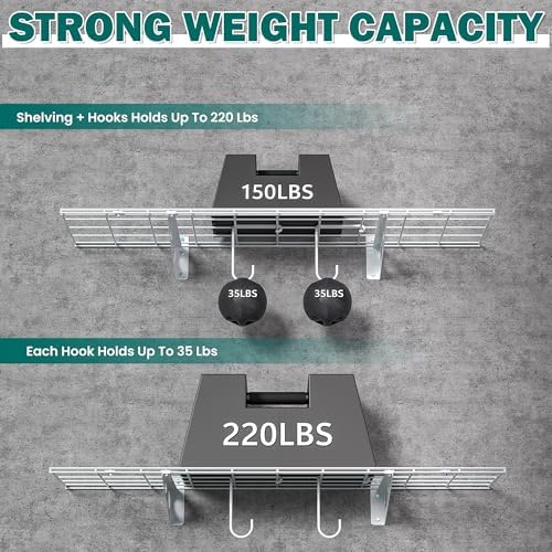 EVERHANGER Garage Wall Shelves, 12 X 48 Inch Wall Mounted Storage Shelves - Image 3