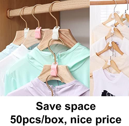 otylzto 50PCS(or100) Hanger Hooks for Plastic Clips Clothes Space Saving Hangers for Clothes Closet Hangers Space Saver | Clothes Organization creates vertical storage space, fits most standard hangers, ideal for small closets, dorms & apartments - Image 3