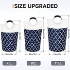 Fabspace Large Laundry Basket Laundry Hamper Bag Washing Bin Clothes Bag Collapsible Tall with Handles Waterproof Travel Bathroom College Essentials Storage for College Dorm, Family (Blue) 115L - Image 2