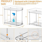 2 Pack Large Pull Out Bathroom Organizers and Storage,2 Tier 12.8″ Tall Sliding Kitchen Under Sink Organizer for Cleaning Products Storage,Acrylic Clear Bathroom inder Sink Organizer,Undersink Storage - Image 2