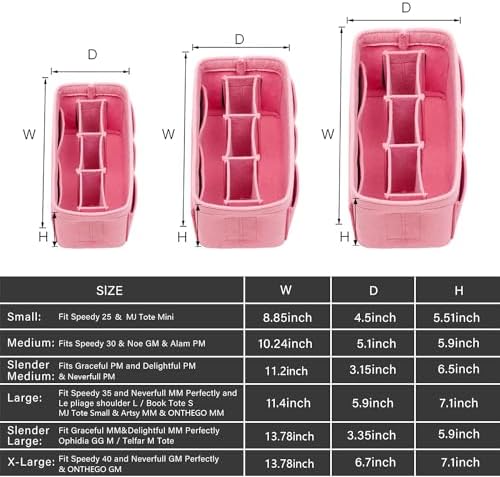 ZTUJO Purse Organizer Insert, Felt Bag Organizer For Handbag Purse Organizer,13 Colors, 6 Size (Medium, Light Pink) - Image 2