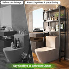 Besiost Over The Toilet Storage Rack - 3 Tier Bathroom Organizer with Shelves, Freestanding Space Saver Storage Rack Above Toilet Stand with 4 Hooks for Restroom, Laundry, Black - Image 5