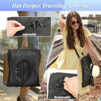 Portable Hat Storage Bag, Extra Large Hat Travel Case for Multiple Hats, Cowboy & Bowler Hats with Adjustable Handle, Shoulder and Luggage Strap,For Travel and At-Home Storage (Hollow Opening) - Image 4