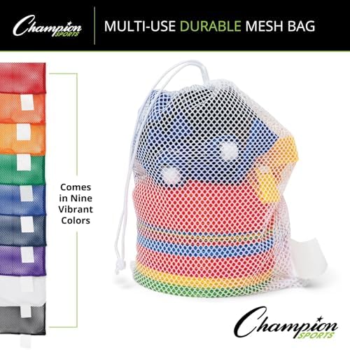 Champion Sports Mesh Equipment Bag – Heavy-Duty Nylon Drawstring Bag with Lock & ID Tag, Breathable Storage Sack for Balls, Swim Gear, Laundry & Toys, Multiple Sizes & Colors - Image 3