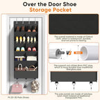 5 Tier Over the Door Shoe Organizer with 3 Bottom Hooks, Beige - Image 7