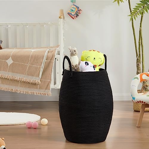 Extra Large Laundry Hamper Basket 105L Woven Blanket Basket, Black - Image 2