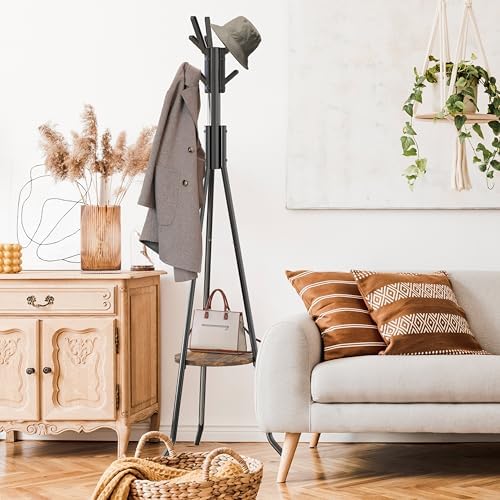 Simple Houseware Freestanding Coat Rack with Shelf, 9 hooks, Black - Image 6
